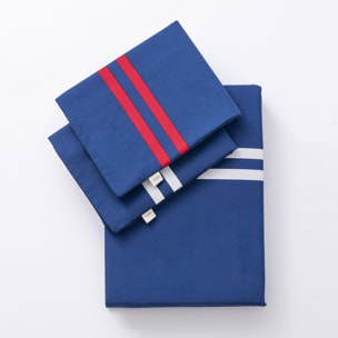 Juego de 4pzs color azul marino (funda nórdica doble + sábana bajera + 2x funda cojín) 100% algodón 180tc el ganso