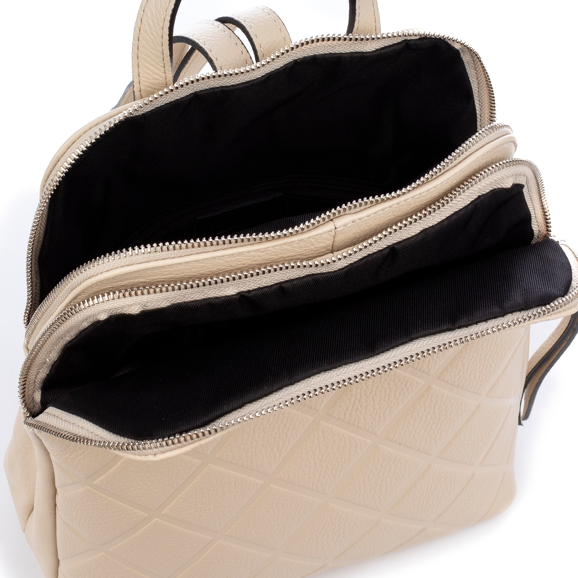 Arquà bolso mochila mujer. Piel auténtica Dollaro grabado geométrico grande.