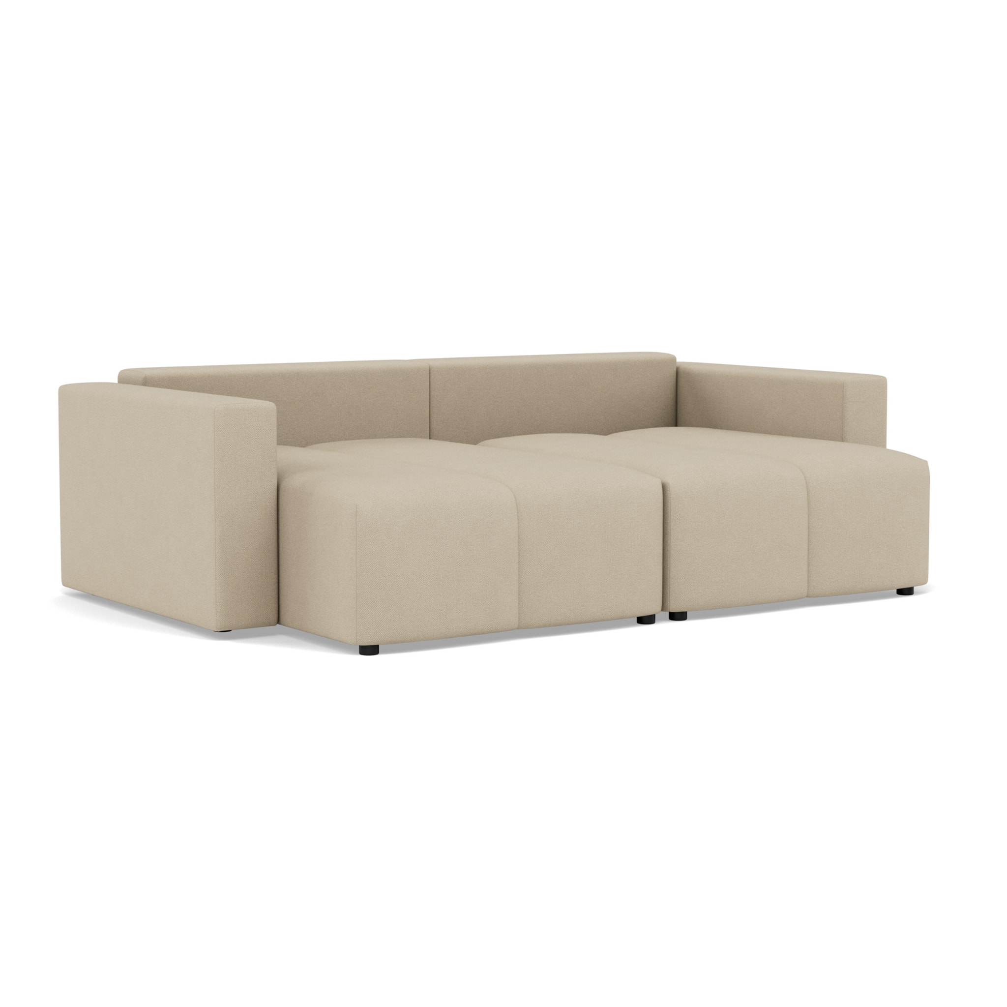 Daryl - canapé d'angle réversible 4 places convertible avec coffre en tissu texturé - Beige