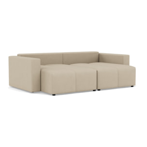Daryl - canapé d'angle réversible 4 places convertible avec coffre en tissu texturé - Beige