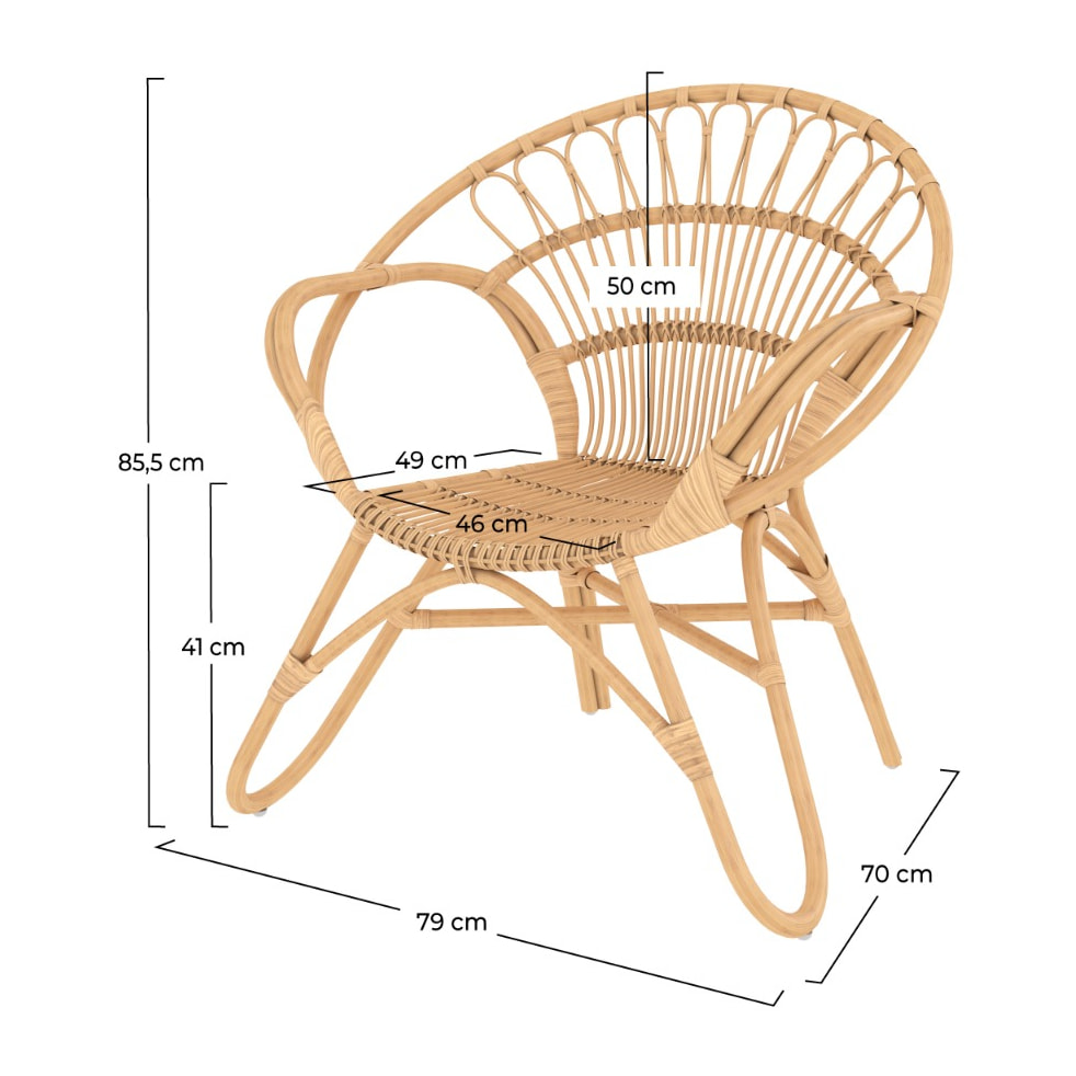 Fauteuil Ronnie en rotin naturel