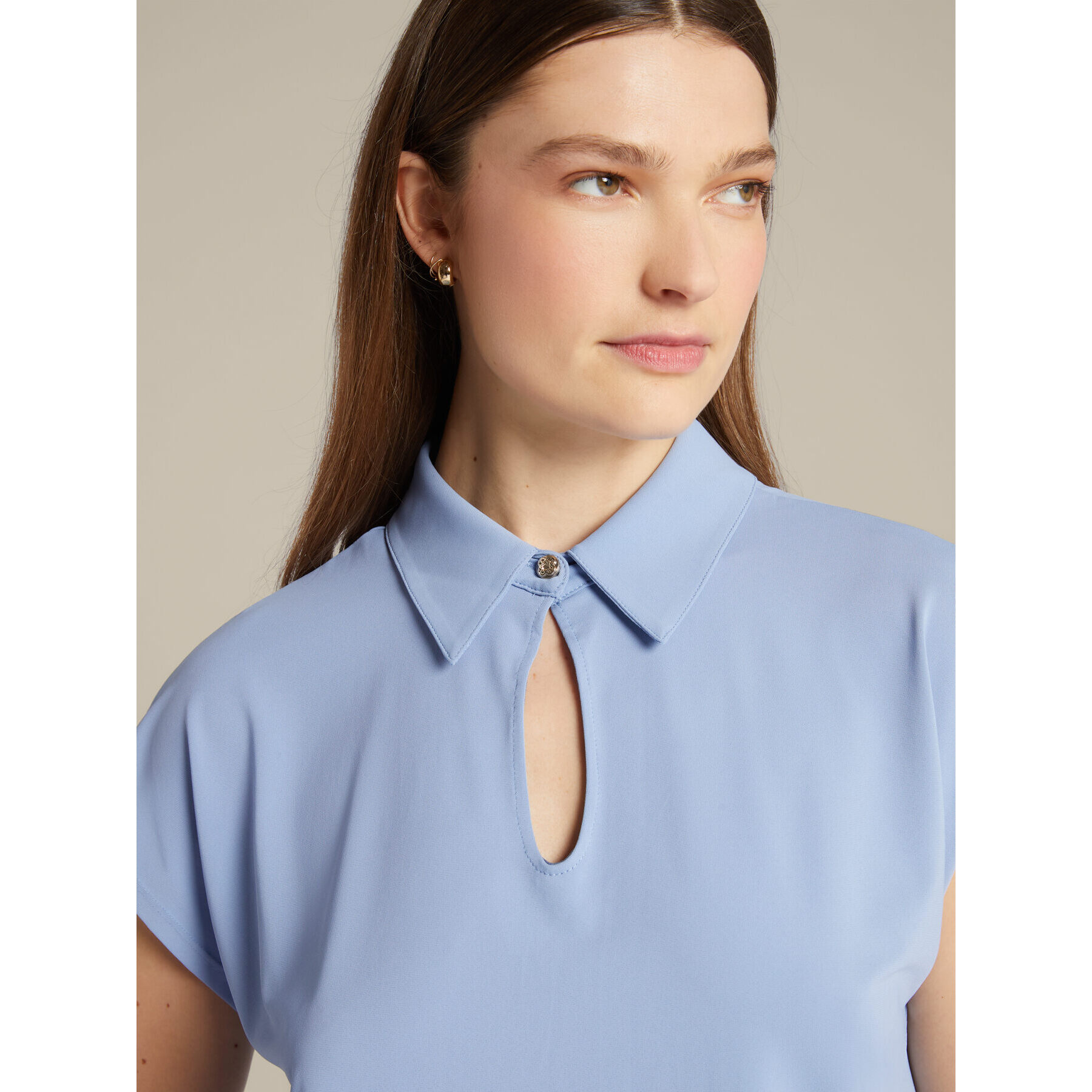 Elena Mirò - Camiseta con apertura por delante - Light - blue