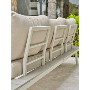 OSAKA - Salon de jardin d'angle 5 pl en alu et alu aspect boisé