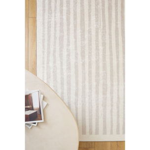 GREGE - Tapis lavable motif rayure - Beige