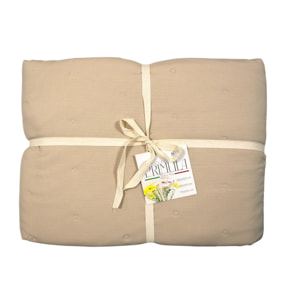 COPRILETTO LETTO MATRIMONIALE BEIGE MEZZA STAGIONE TINTA UNITA EFFETTO STROPICCIATO