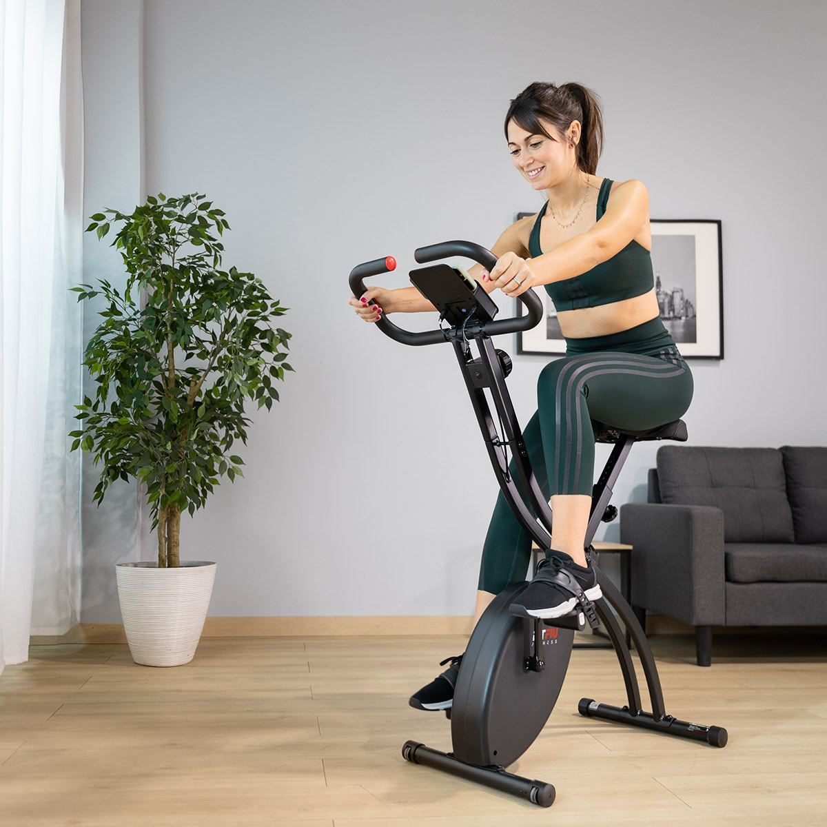 Bicicleta estática plegable FITFIU disco inercia 8kg y pulsómetro