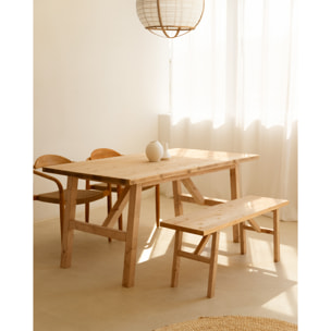 Table de salle à manger en bois massif ton chêne moyen en différentes tailles