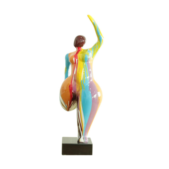 Statue femme ronde en résine multicolore H60cm - BALERINA 01