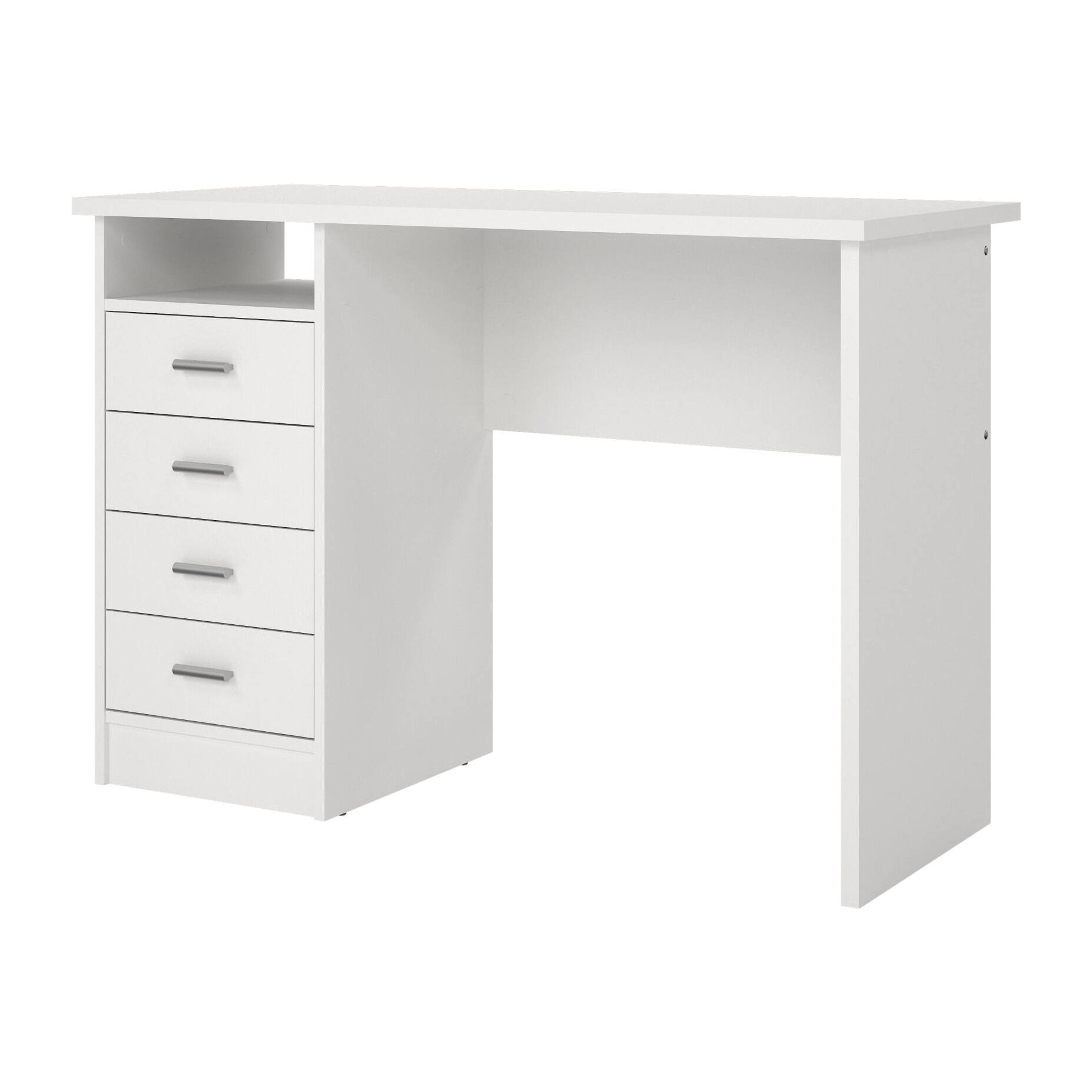 Scrivania Appollo, Scrittoio multiuso, Tavolo per ufficio porta PC, Piano di lavoro, 110x45 h76 cm, Bianco