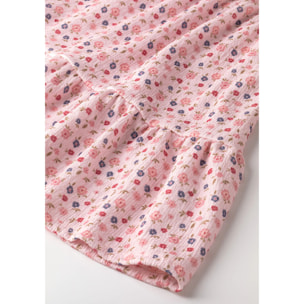 Vestido Estampado Flores Rosa Niña