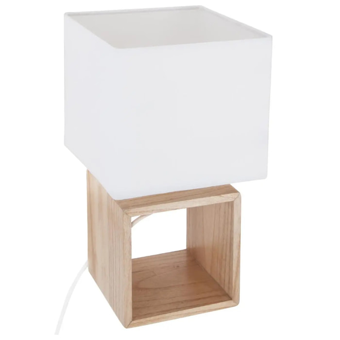 Lampe "Pojo" - bois et blanc - H32 cm