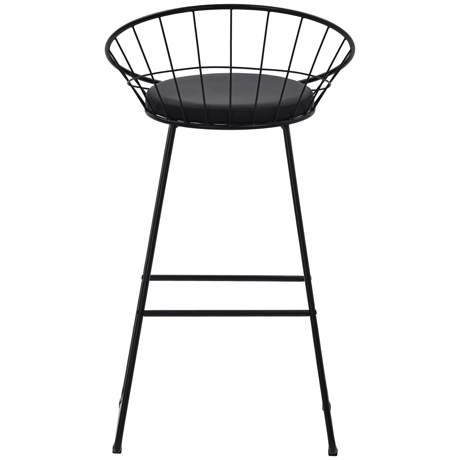 Lot de 2 tabourets de bar 75cm en métal noir et coussin noir ALEX