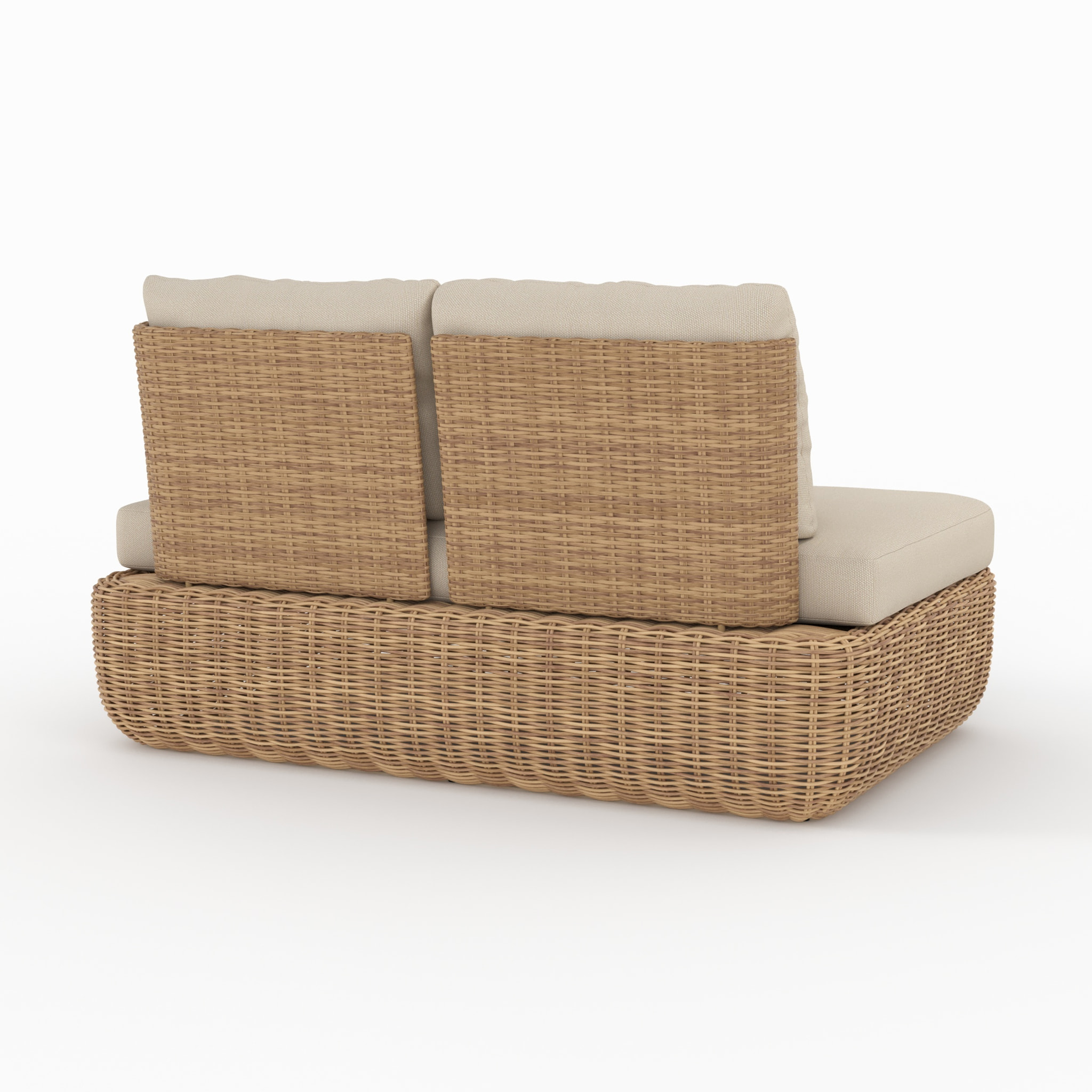 Canapé de jardin en rotin synthétique et tissu beige 2 places - Sky