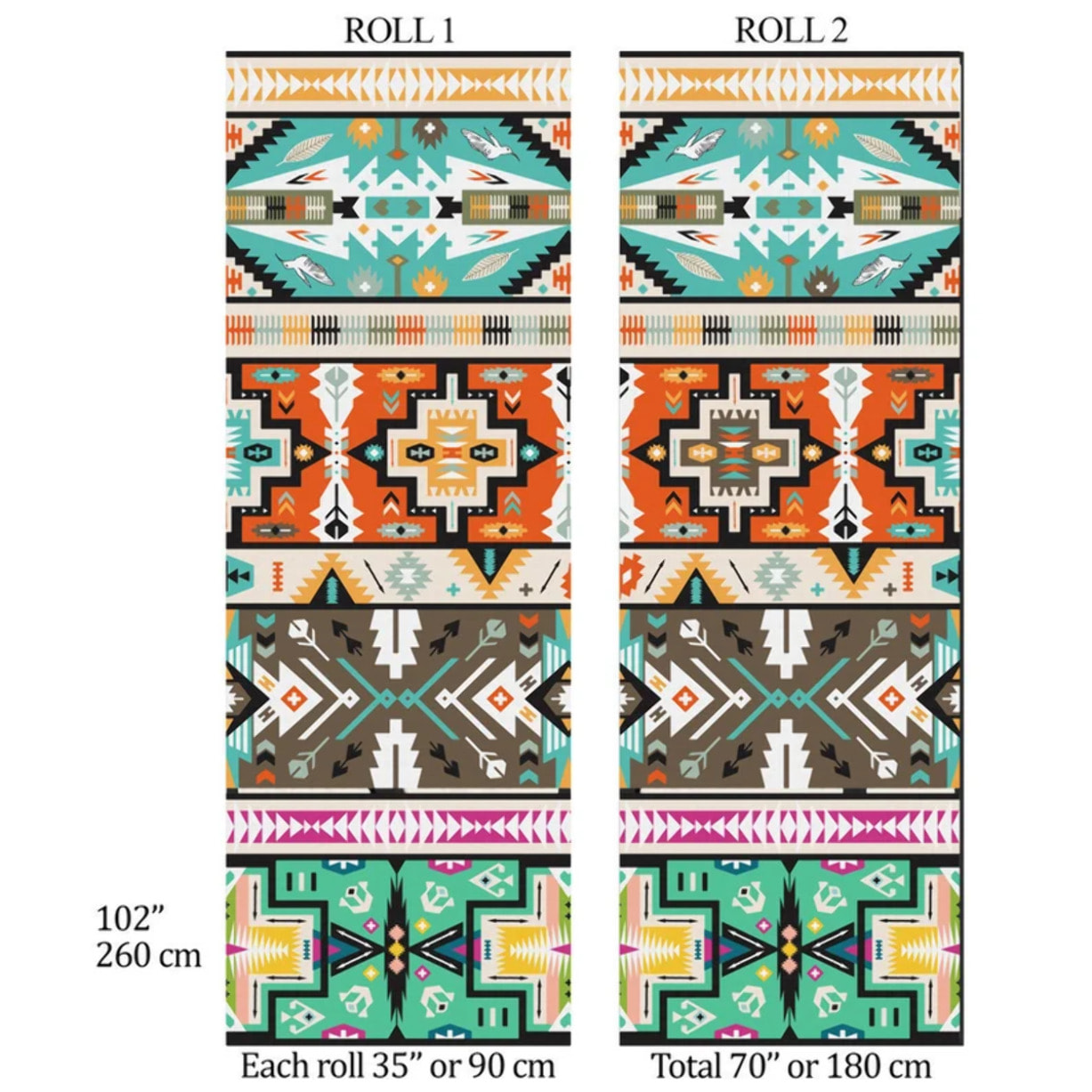 Carta da Parati Azteca Tribale effetto Tappeto bianca e tortora