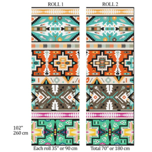 Carta da Parati Azteca Tribale effetto Tappeto bianca e tortora