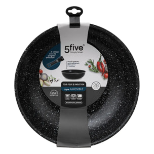 Wok aluminium pressé amovible 28cm