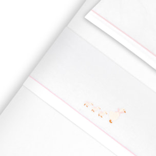 Triptico Cuna Franela Patitos Bco/Rosa