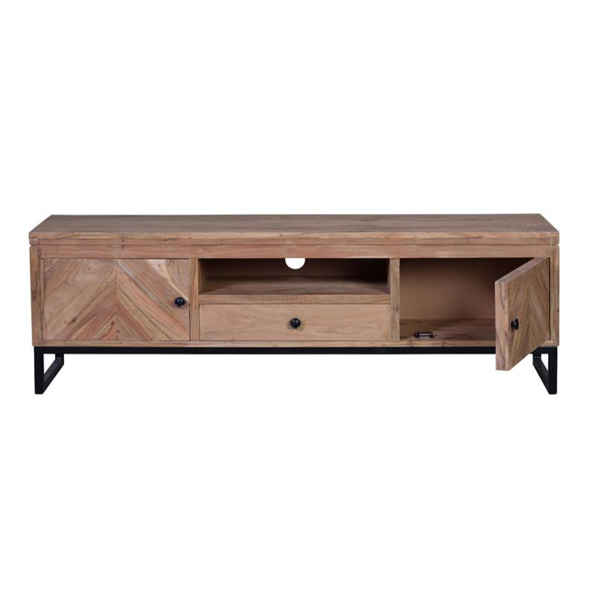 Mueble TV - madera de acacia y hierro - 160x40x50cm