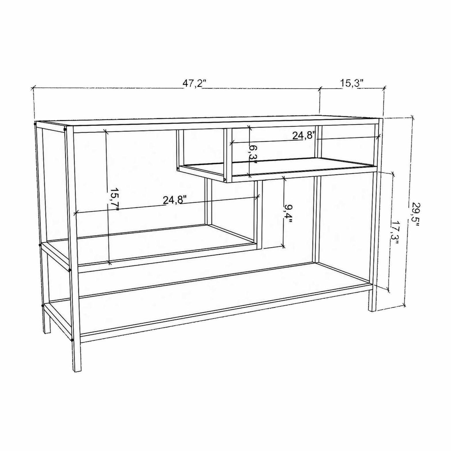 Mobile porta TV Dplizzar, Credenza da soggiorno, Armadio basso per TV, Base parete attrezzata, 120x39h75 cm, Bianco e Nero