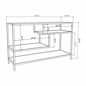 Mobile porta TV Dplizzar, Credenza da soggiorno, Armadio basso per TV, Base parete attrezzata, 120x39h75 cm, Bianco e Nero