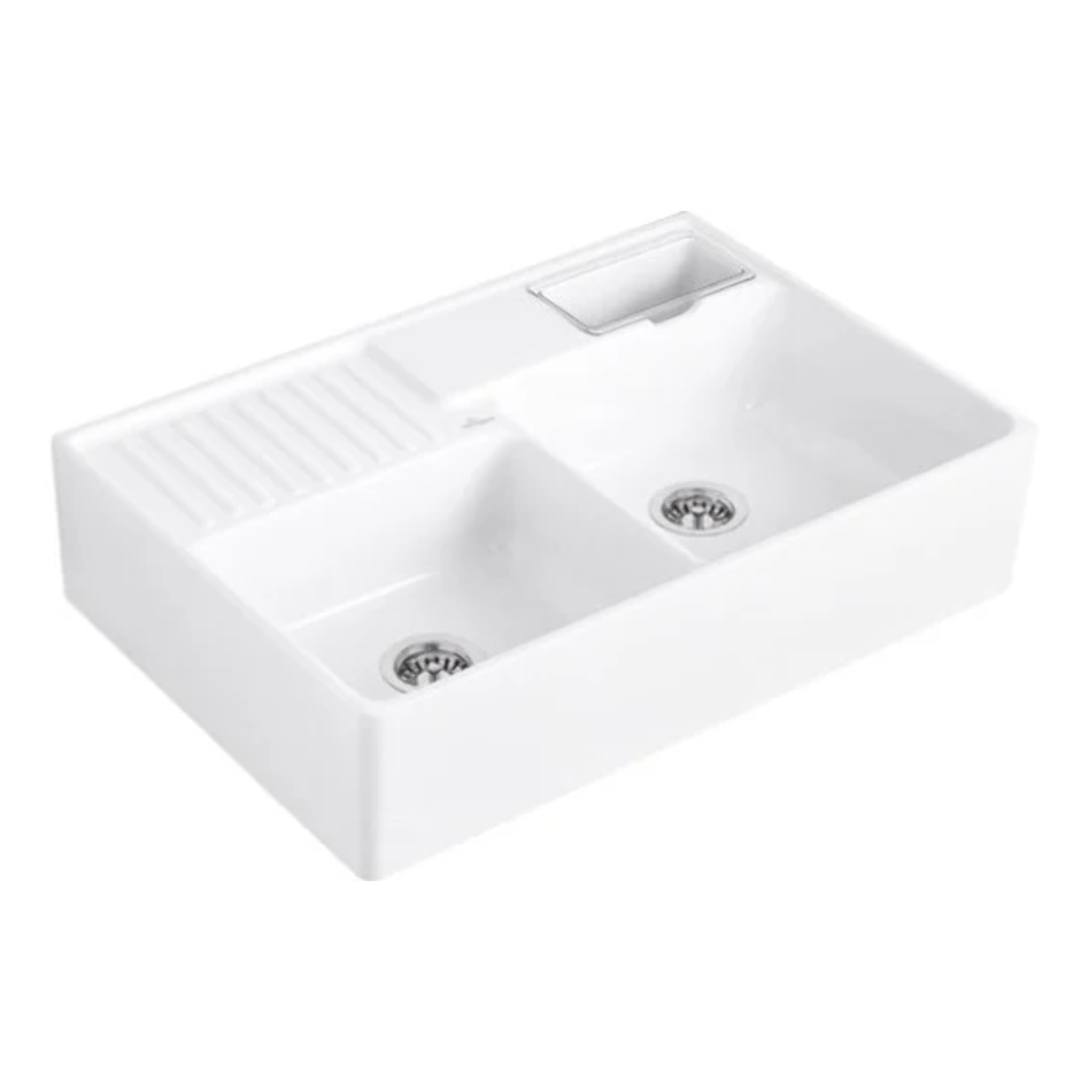 Evier timbre d'office Tradition 89,5 x 63 céramique vidage auto blanc