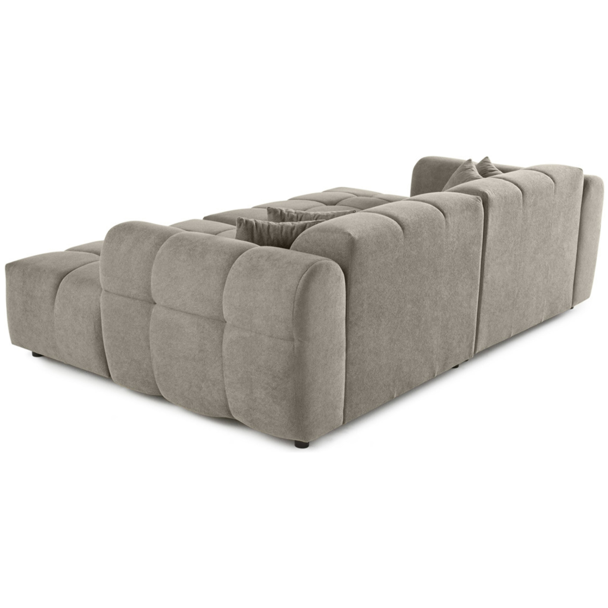 Ray - canapé droit 4 places avec double méridienne - assise profonde - en tissu texturé - Gris