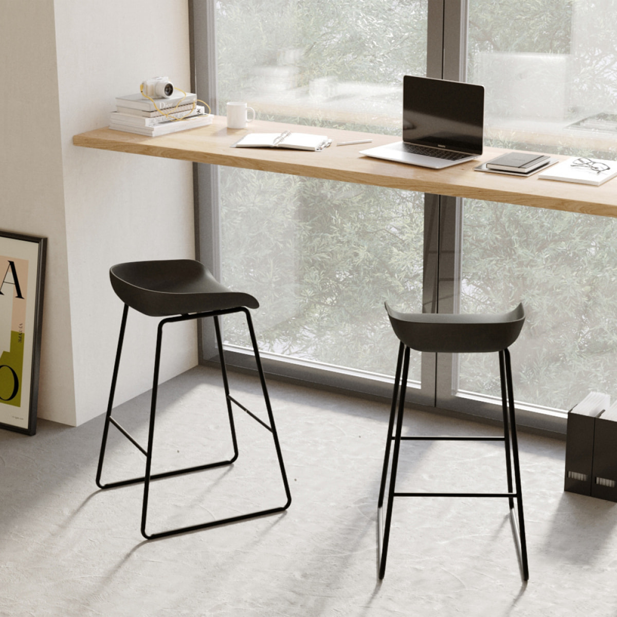 Lot de 2 chaises de bar noire H76cm - Yoshi
