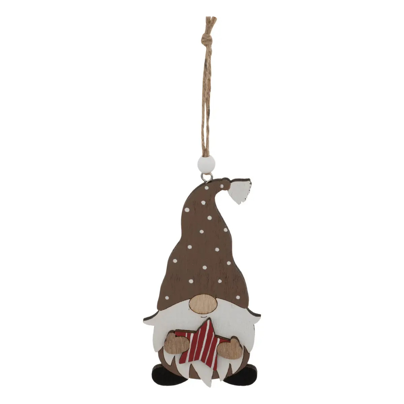 Lot de 3 sujets gnome cadeau bois H.10cm marron