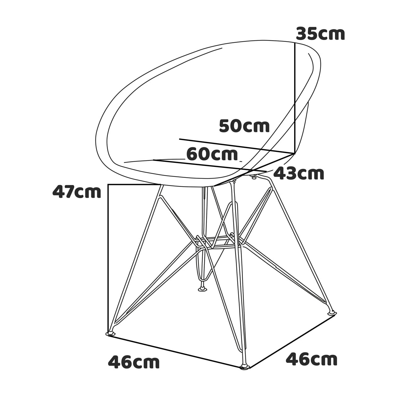 Manila - Set di 4 sedie di design in metallo e PP con cuscino a scacchi azzurro