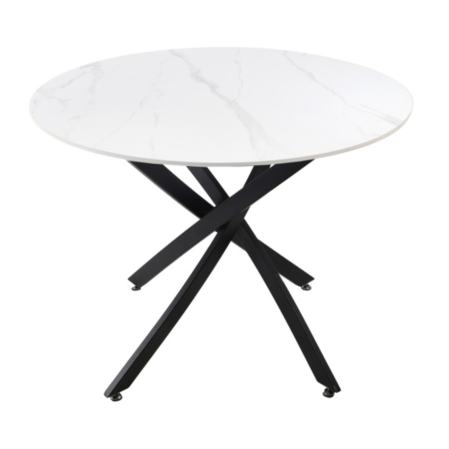 Table ronde en céramique pleine masse blanc marbré D100 cm - STONE 2