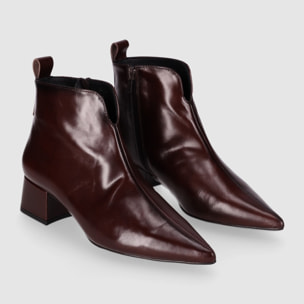 Botines de Piel - Marron - Tacón: 5 cm