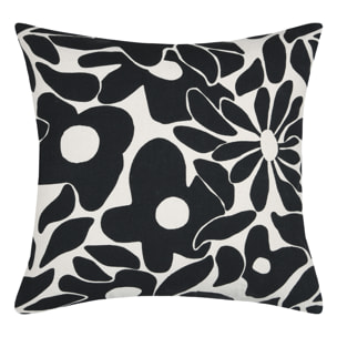 Housse de coussin imprimée graphique en coton - Noir