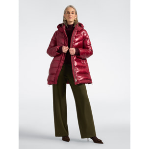 Elena Mirò - Piumino lungo in nylon lucido e opaco - Bordeaux