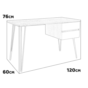 Lucille - scrivania in legno e metallo con 2 cassetti - 120x60x76 cm