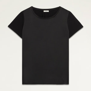 Oltre - Camiseta bimateria de cuello redondo - Negro