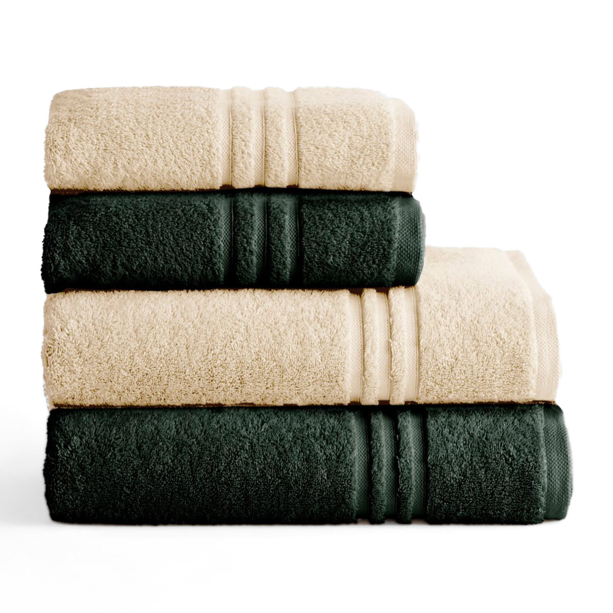 Set 2 toallas ducha + 2 toallas lavabo beige-forest premium