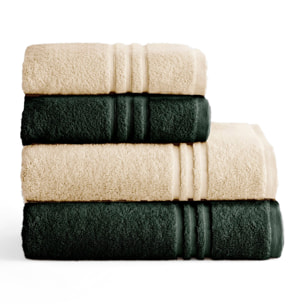 Set 2 toallas ducha + 2 toallas lavabo beige-forest premium