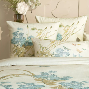 Taie d'oreiller pur coton lavé imprimé beige Caprices parchemin