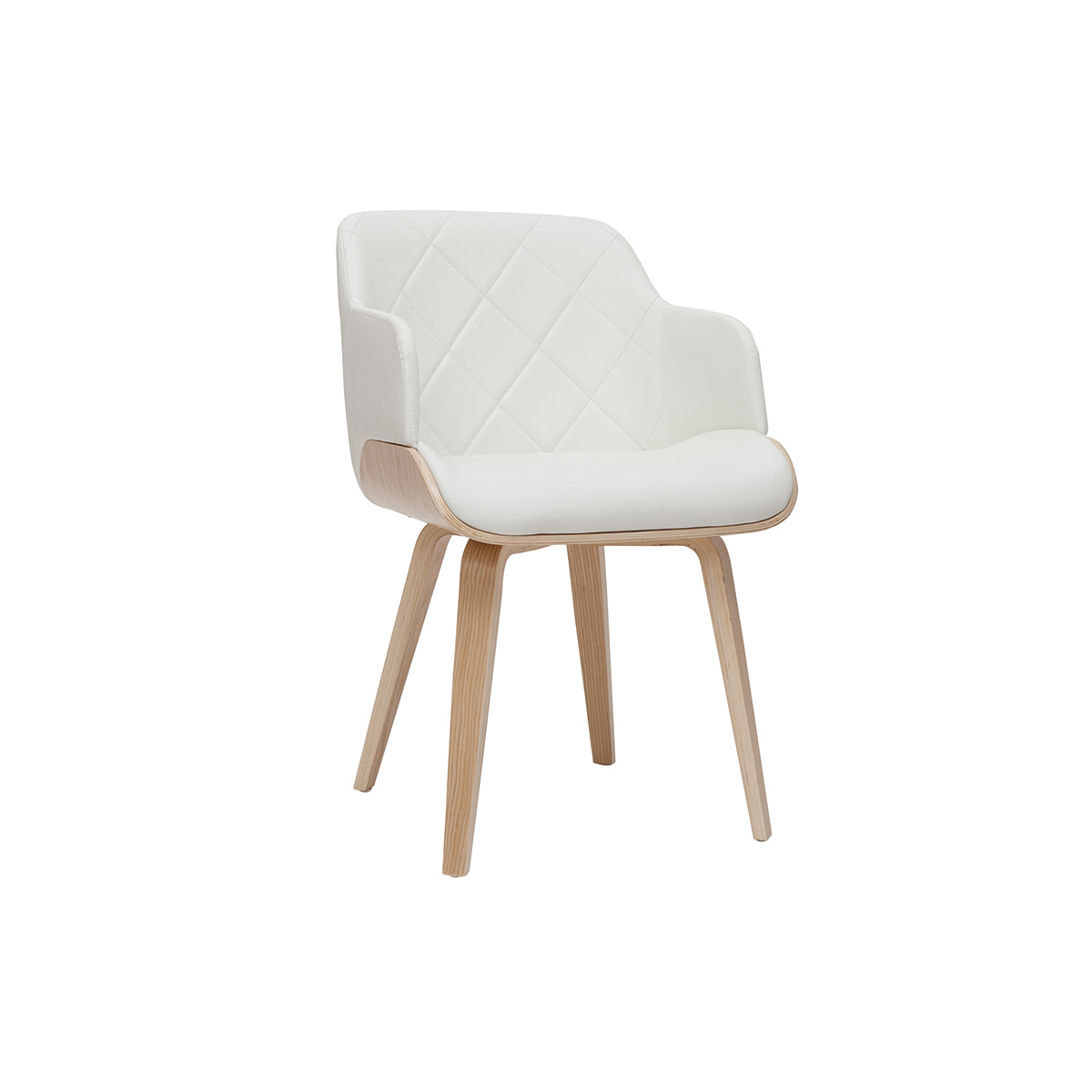 Chaise design blanc et bois clair LUCIEN