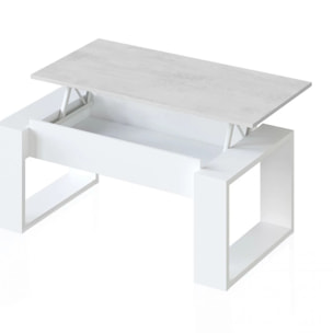 Mesa de centro elevable Neo Blanco Artik (Blanco Mate) - Gris Cemento