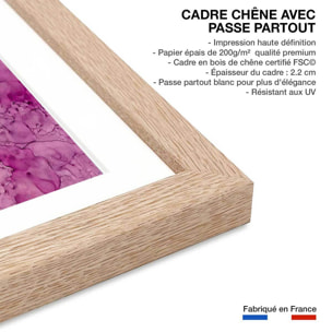 Poster fuchsia Affiche + cadre en bois - Chêne