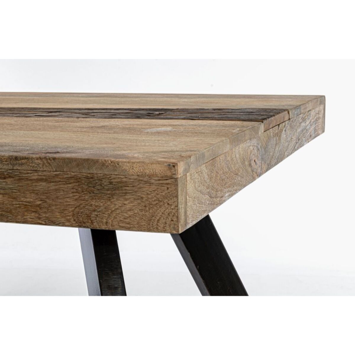 Tavolo MANCHESTER in legno di mango e gambe in acciaio nero, 200×100