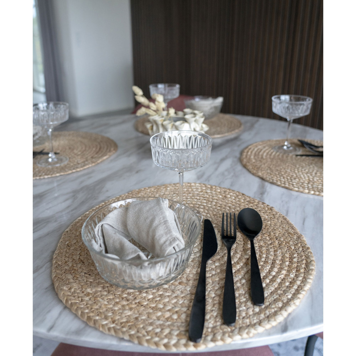 Set 4 tovagliette rotonde in iuta intrecciata naturale ø38 cm