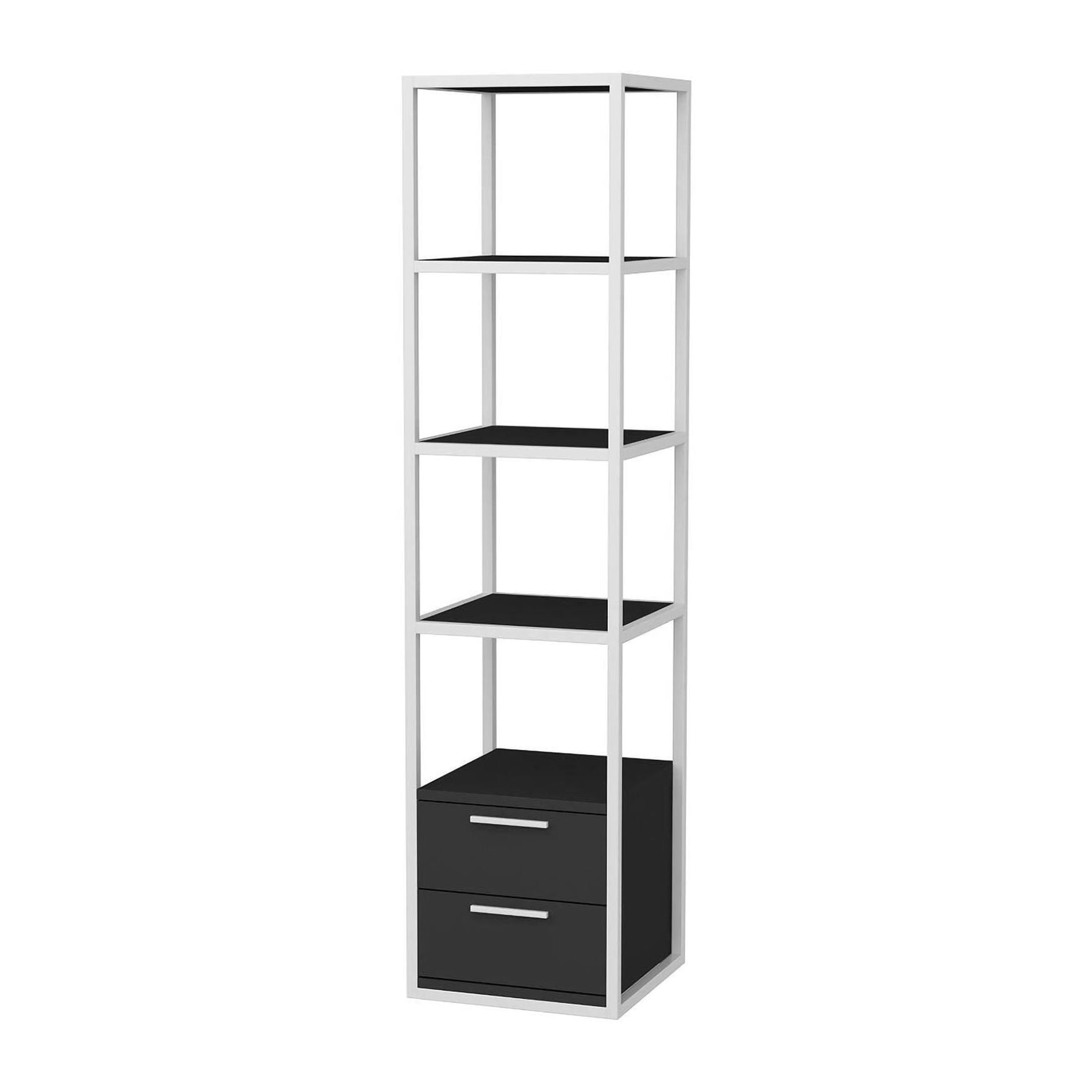 Libreria Dfogliat, Scaffale da ufficio, Mobile portalibri, Biblioteca, 39x39h169 cm, Bianco e Antracite