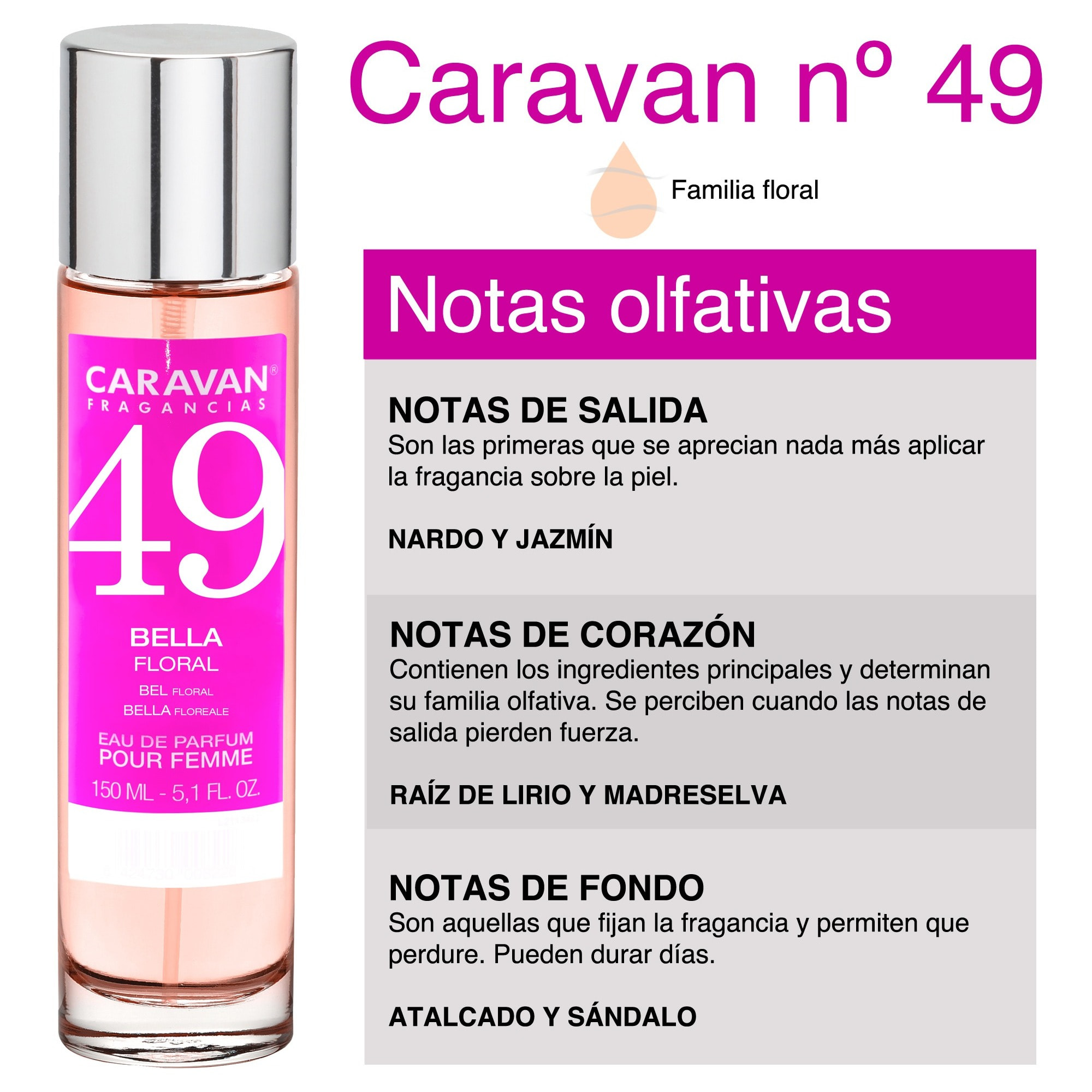 Caravan fragancias set de 3 frascos perfume de mujer nº49, de 150 ml