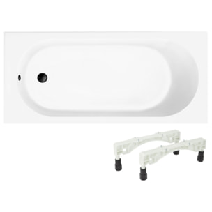 Baignoire droite 160 x 70 VILLEROY & BOCH O.Novo + Pieds + Vidage WIRQUIN noir