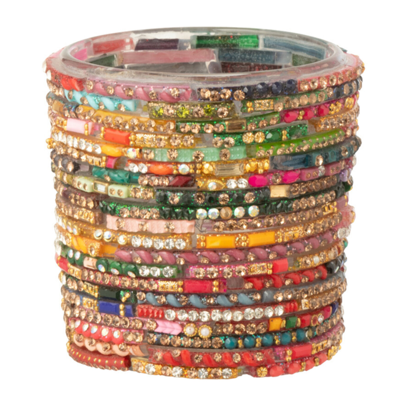 J-Line bougeoir Perles - verre - rose/or - small