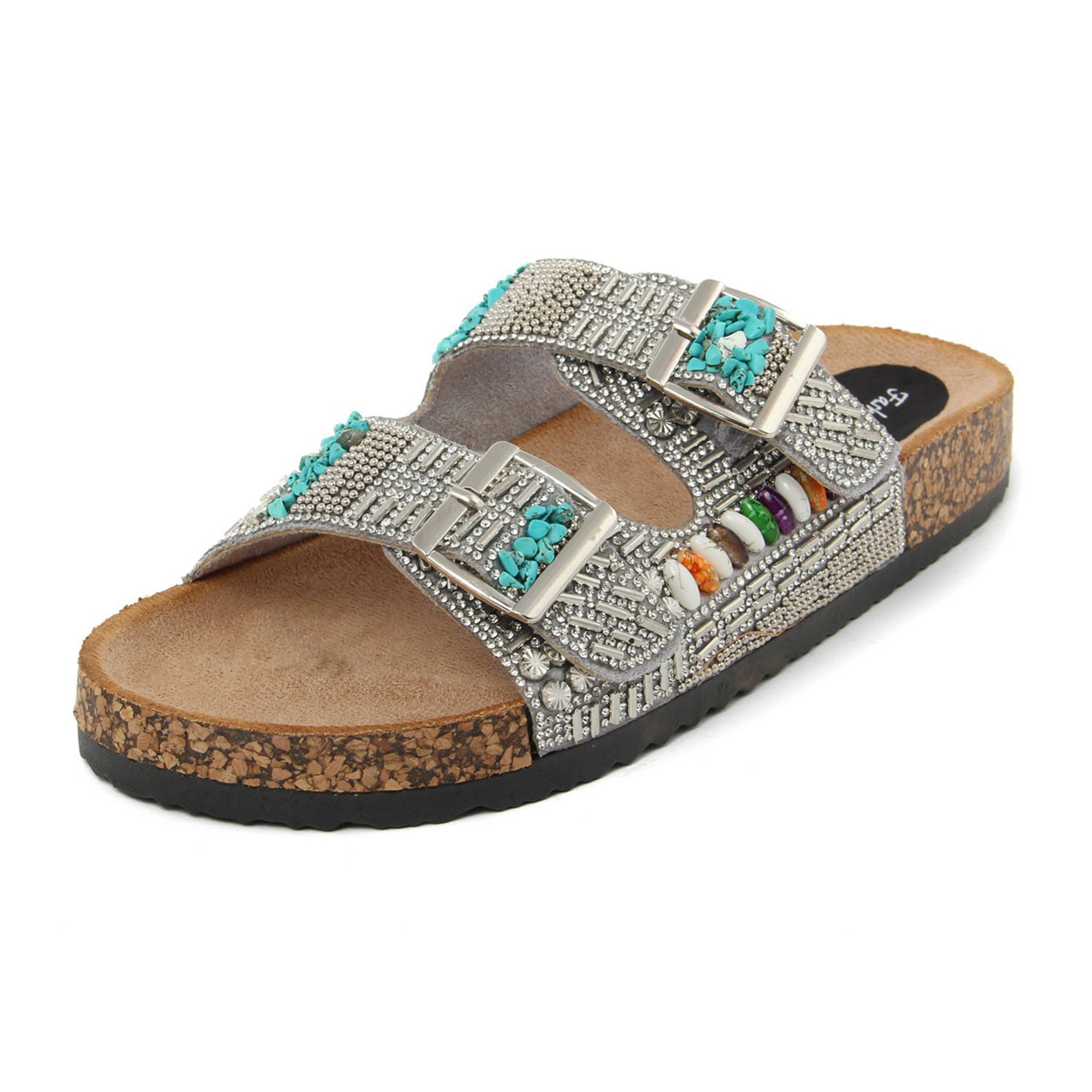 Sandali Donna colore Argentato-Altezza tacco:1cm