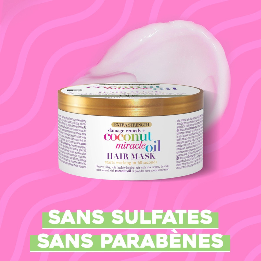 OGX Miracle Masque capillaire à l'huile de noix de coco, 300ml - Répare et hydrate contre les frisottis