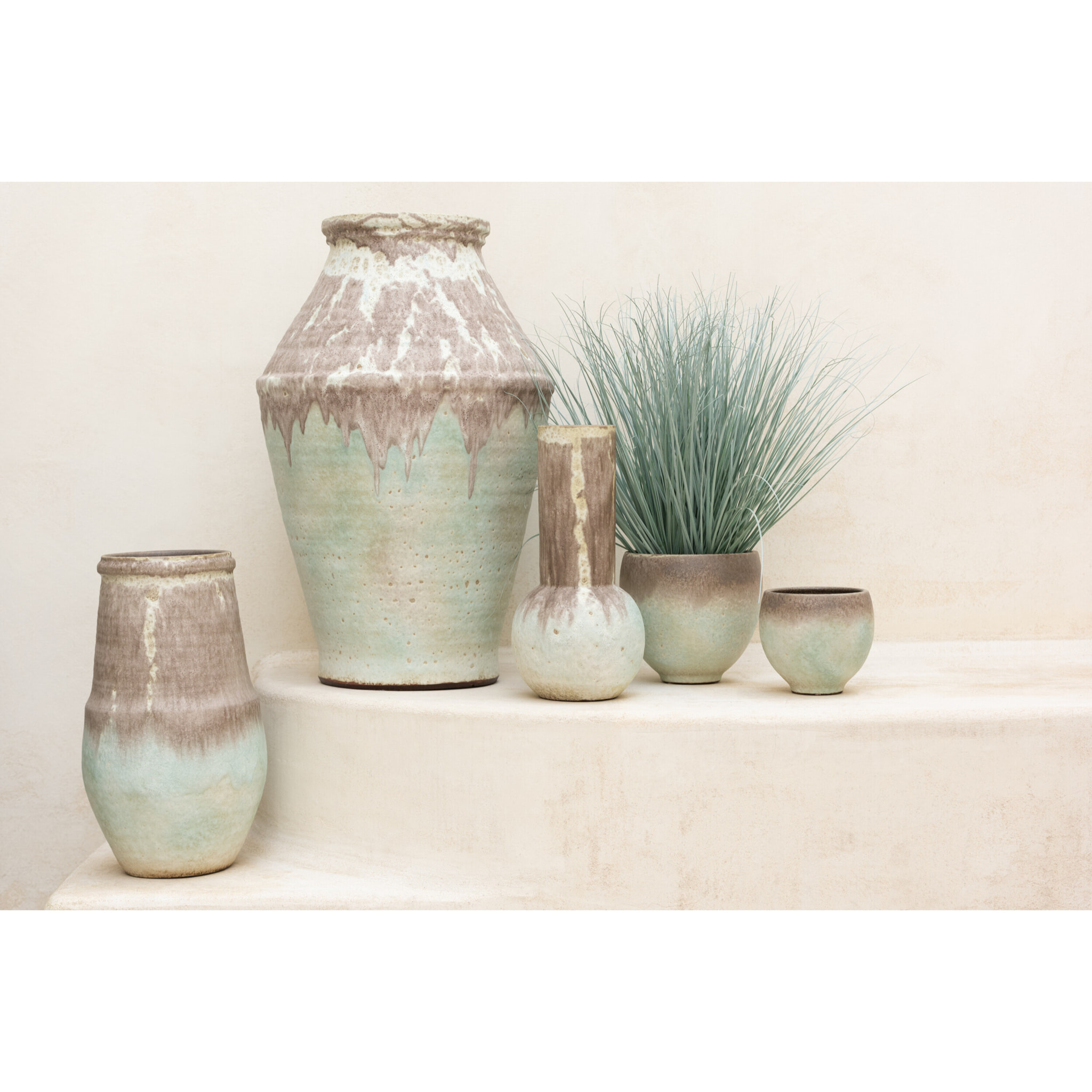 J-Line vase Nice - céramique - aqua/gris - small